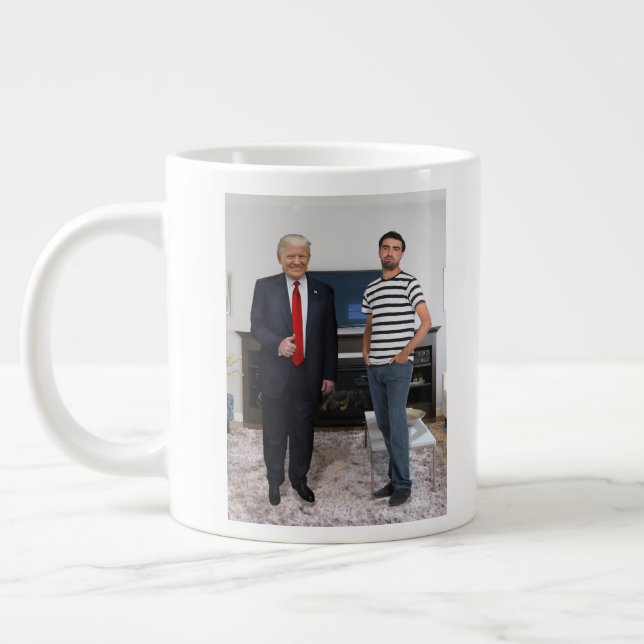 You Met President Donald Trump | Add Your Photo Large Coffee Mug (Left)