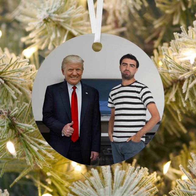 You Met President Donald Trump | Add Your Photo Metal Tree Decoration (Insitu)