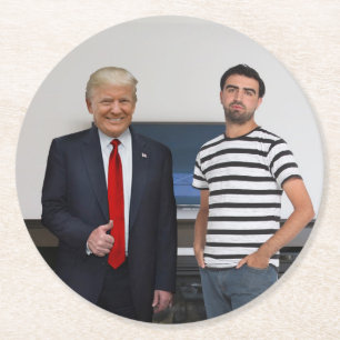 You Met President Donald Trump   Add Your Photo Round Paper Coaster
