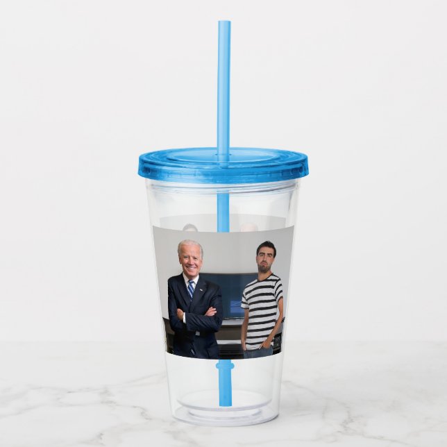 You Met President Joe Biden | Add Your Photo Acrylic Tumbler (Front)