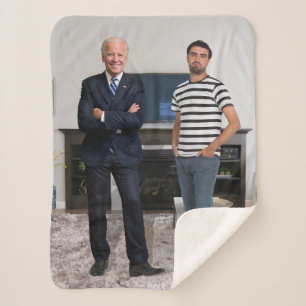 You Met President Joe Biden   Add Your Photo Sherpa Blanket