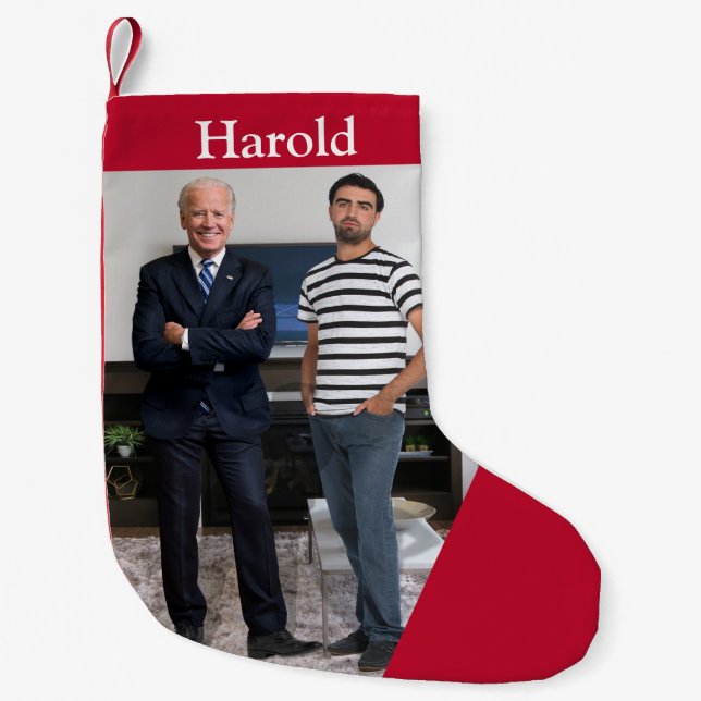 You Met President Joe Biden | Add Your Photo Small Christmas Stocking (Front)