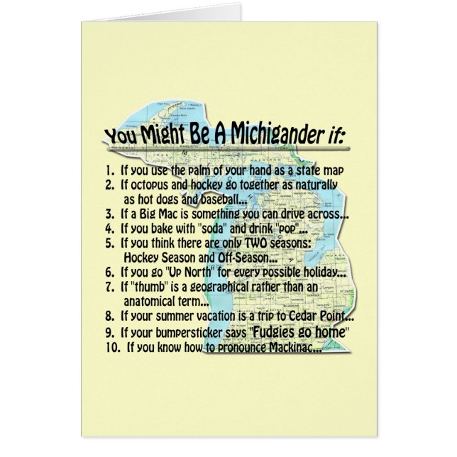 You Might Be A Michigander if: (Front)