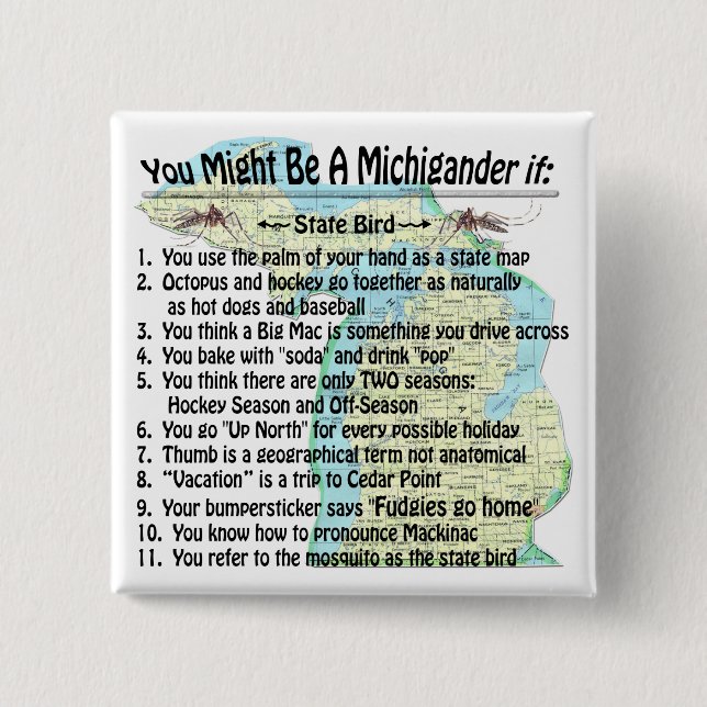 You Might Be A Michigander If: 15 Cm Square Badge (Front)