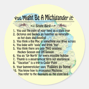 You Might Be A Michigander If: Classic Round Sticker