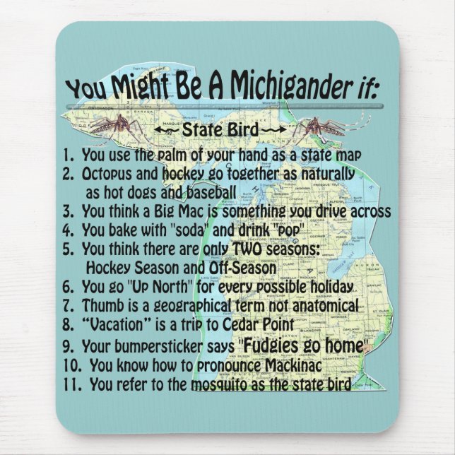 You Might Be A Michigander If: Mouse Mat (Front)