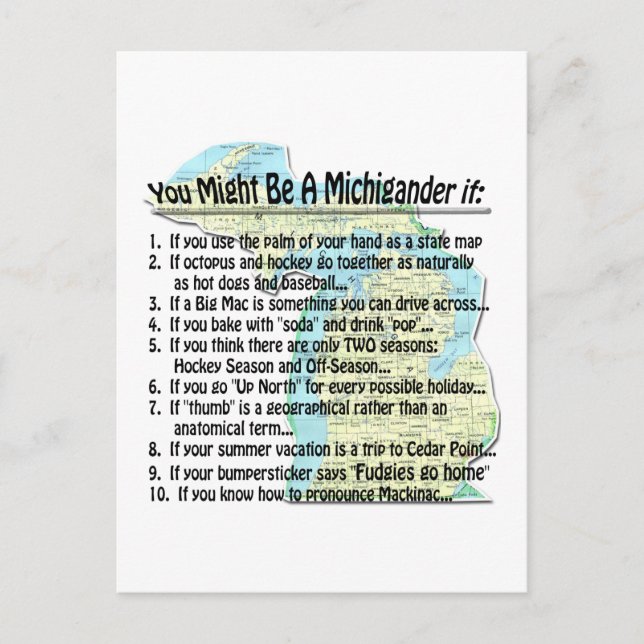 You Might Be A Michigander if: Postcard (Front)