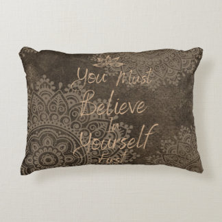 You must believe in yourself | Mandala | Brown  Decorative Cushion