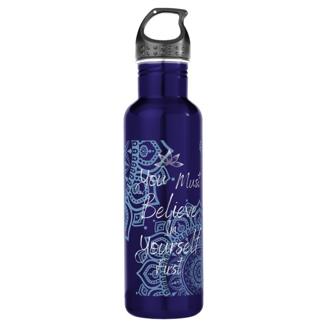 You must believe in yourself | Mandala | Dark blue 710 Ml Water Bottle (Front)