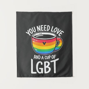 You Need Love and a Cup of LGBT Pride Month 2025 Tapestry