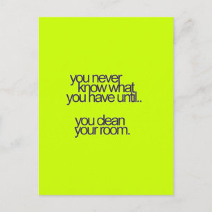 YOU NEVER KNOW WHAT HAVE TILL CLEAN ROOM FUNNY COM POSTCARD