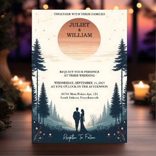 You Night Sunset Stars Moon Cloud Twilight Wedding Invitation