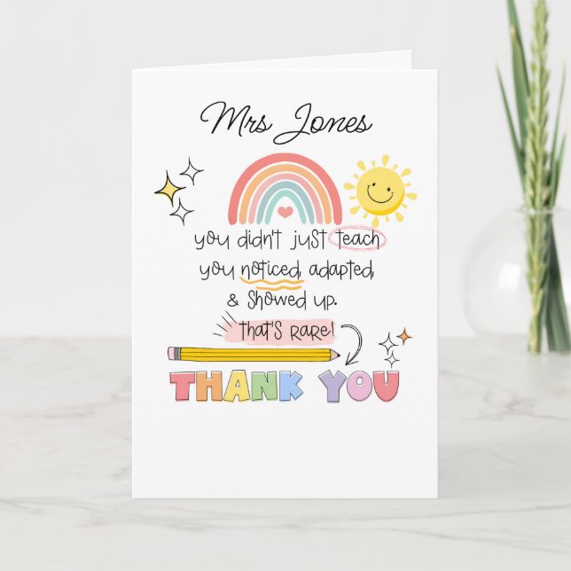 You Noticed Teacher Thank You SENCO SEN teacher Card (Front)