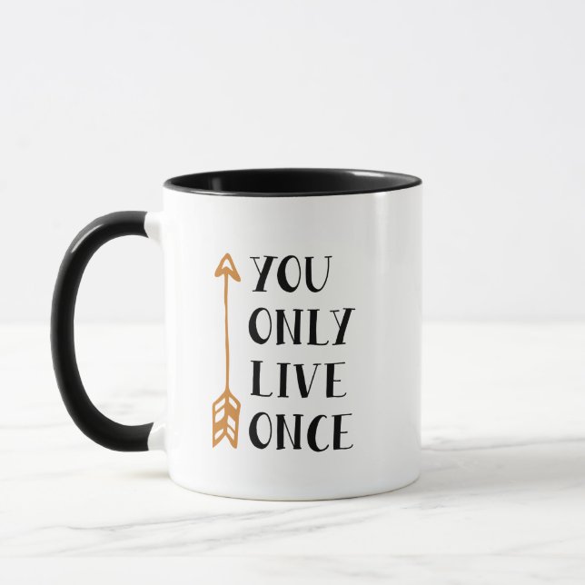 You Only Live Once – YOLO Arrow Design for T-Shirt Mug (Left)