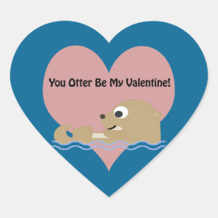 You Otter Be My Valentine Heart Sticker