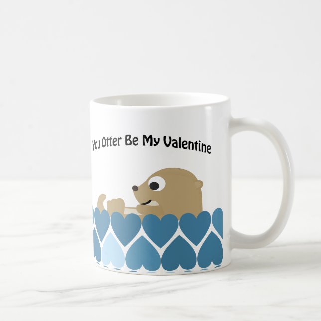You Otter Be My Valentine with Hearts Coffee Mug (Right)