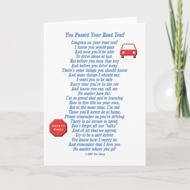You Passed Road Test - New Driver Card (Front)