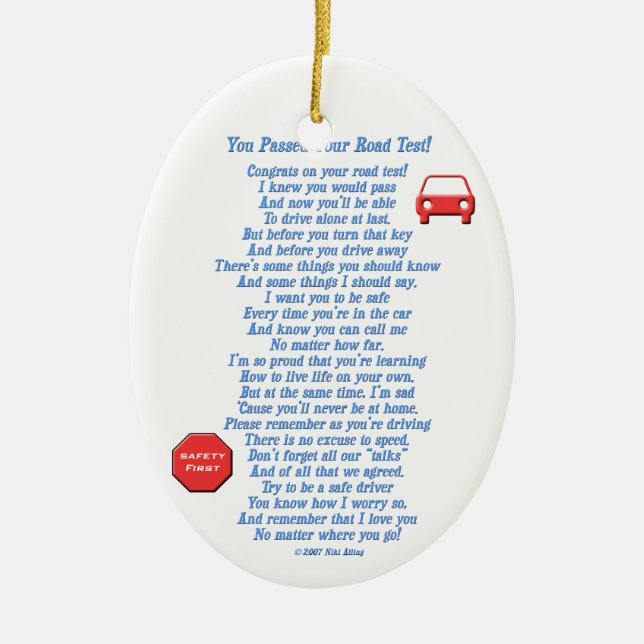 You Passed Road Test - New Driver Ceramic Tree Decoration (Front)