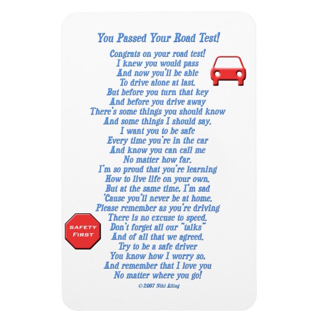 You Passed Road Test - New Driver Magnet (Vertical)
