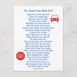 You Passed Road Test - New Driver Postcard