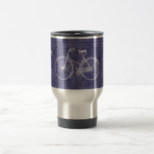 You Plus Bicycle Equals Happy Antique Bike Purple Travel Mug
