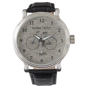 You Plus Bicycle Equals Happy Antique Bricks Grey Watch