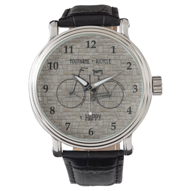 You Plus Bicycle Equals Happy Antique Bricks Grey Watch (Front)
