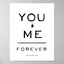 You plus me = forever equation black and white