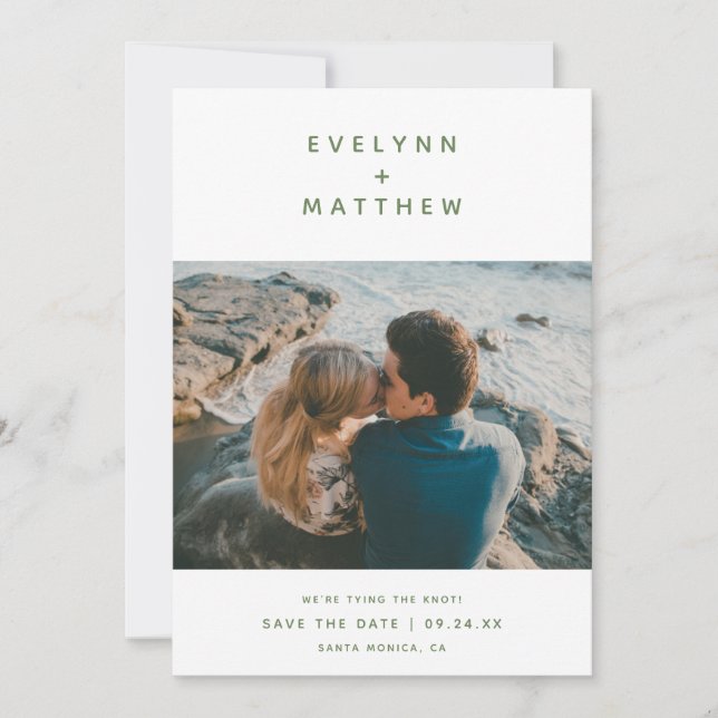 You Plus Me | Simple Modern Names | Sage Save The Date (Front)