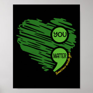 You Problem Semicolon Heart Retro Mental Health Aw Poster
