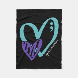 You Problem Suicide Prevention Awareness Teal Purp Fleece Blanket