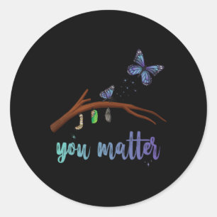 You Problem Suicide Prevention Butterfly Transform Classic Round Sticker