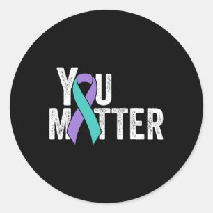 You Problem Suicide Prevention Teal Purple Awarene Classic Round Sticker
