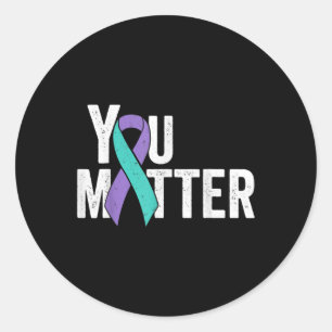 You Problem Suicide Prevention Teal Purple Awarene Classic Round Sticker