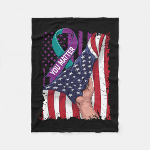 You Problem Teal And Purple Ribbon Suicide Awarene Fleece Blanket