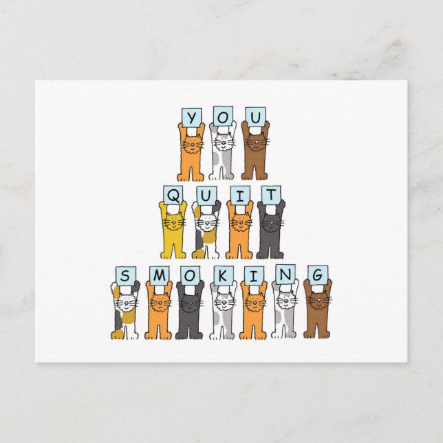 You Quit Smoking Cartoon Cats Postcard (Front)