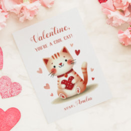 You’re a Cool Cat Playful Orange Kitty Valentine  Card