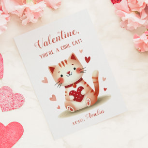 You’re a Cool Cat Playful Orange Kitty Valentine Card