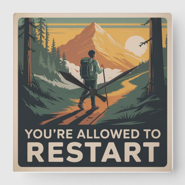 You’re Allowed To Restart Square Wall Clock (Front)