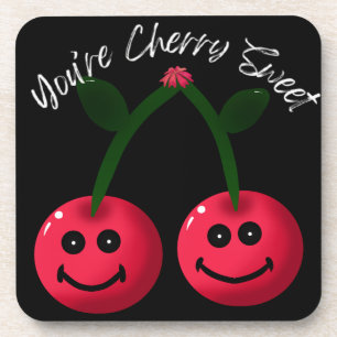 You’re Cherry Sweet Typography, Cute Cherry Pun  Coaster