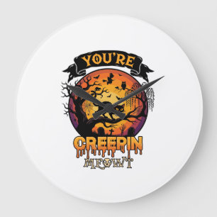 You Re Creepin Meowt Halloween Black Cat Full Moon Large Clock
