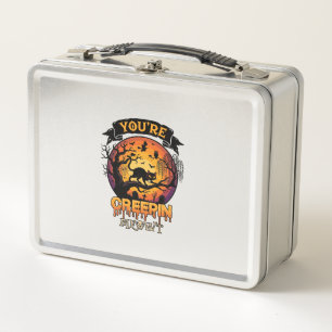 You Re Creepin Meowt Halloween Black Cat Full Moon Metal Lunch Box