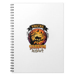 You Re Creepin Meowt Halloween Black Cat Full Moon Notebook