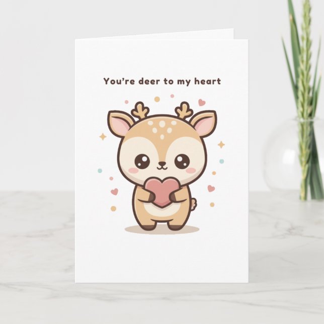 You’re Deer to My Heart Cute Puchi Dōshi Deer Card (Front)