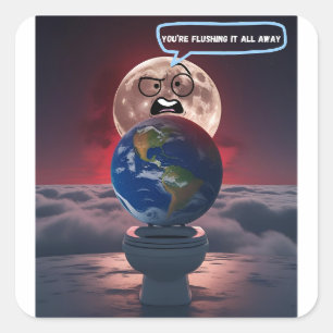 You’re Flushing It All Away – If The Moon Could Square Sticker