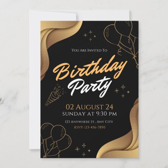 "You’re Invited to a Birthday Bash!" Invitation (Front)