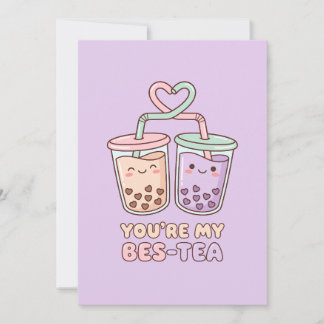 You’re My Bes-Tea - Cute Bubble Tea Valentine Holiday Card