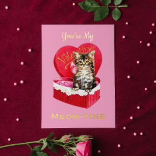 You’re My Meow-tine Cute Vintage Cat Valentine Foil Greeting Card