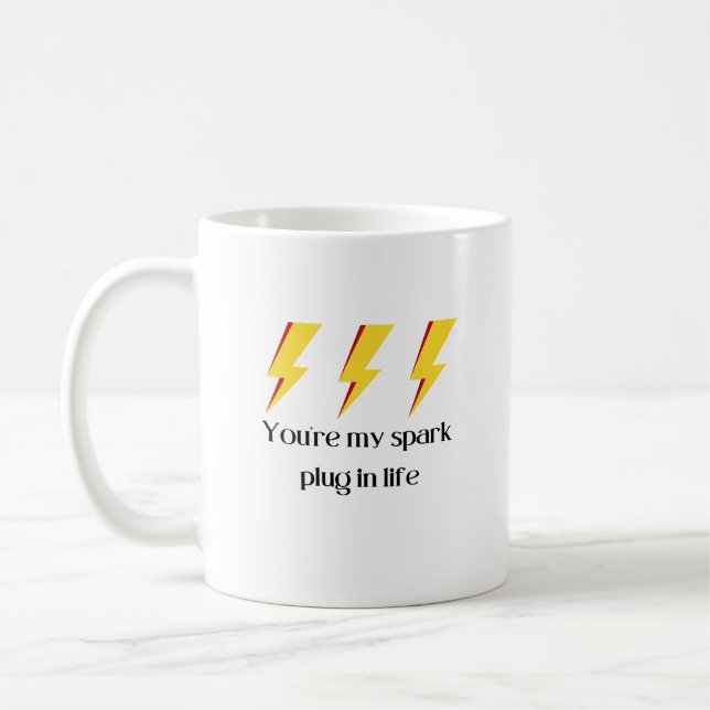 You’re My Spark Plug in Life Electrician Valentine Coffee Mug (Left)