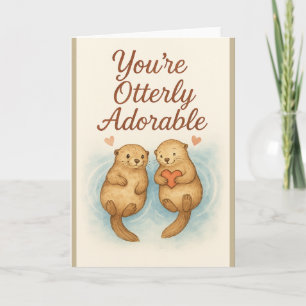 You’re Otterly Adorable – Cute Watercolor Otters Thank You Card